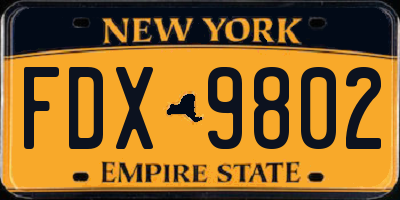 NY license plate FDX9802