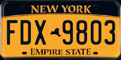 NY license plate FDX9803