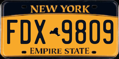 NY license plate FDX9809