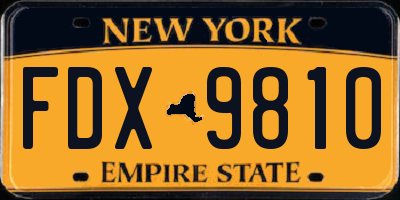 NY license plate FDX9810