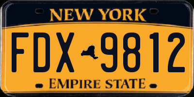 NY license plate FDX9812