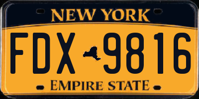 NY license plate FDX9816