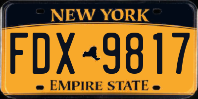 NY license plate FDX9817