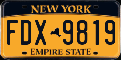 NY license plate FDX9819
