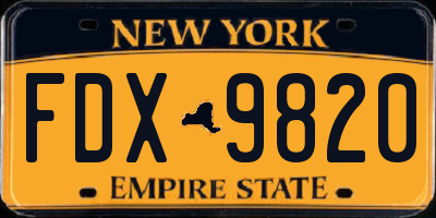 NY license plate FDX9820