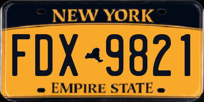 NY license plate FDX9821