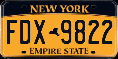 NY license plate FDX9822