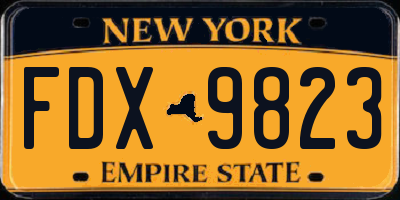 NY license plate FDX9823