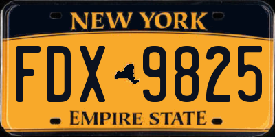 NY license plate FDX9825