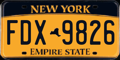 NY license plate FDX9826