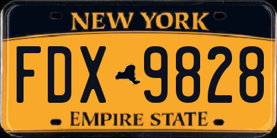 NY license plate FDX9828