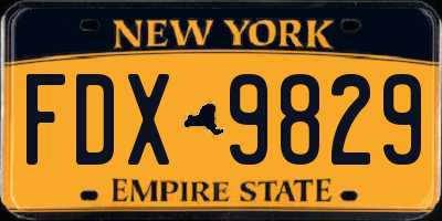 NY license plate FDX9829