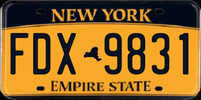 NY license plate FDX9831