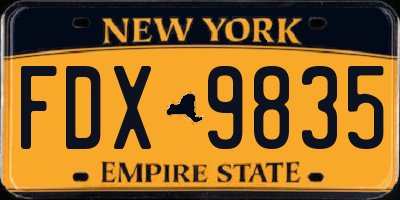 NY license plate FDX9835