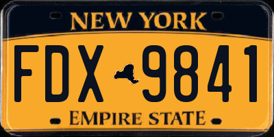 NY license plate FDX9841