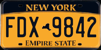 NY license plate FDX9842