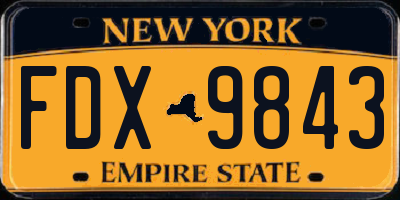NY license plate FDX9843