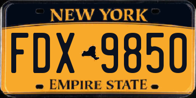 NY license plate FDX9850
