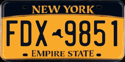 NY license plate FDX9851
