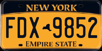 NY license plate FDX9852