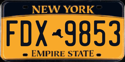 NY license plate FDX9853