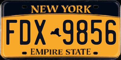 NY license plate FDX9856