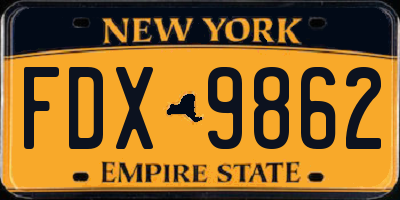 NY license plate FDX9862