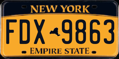 NY license plate FDX9863