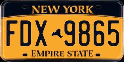 NY license plate FDX9865