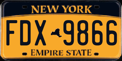 NY license plate FDX9866