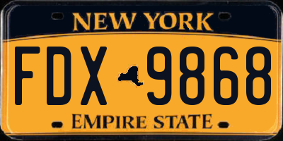 NY license plate FDX9868