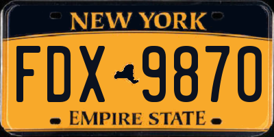 NY license plate FDX9870