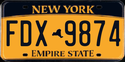 NY license plate FDX9874