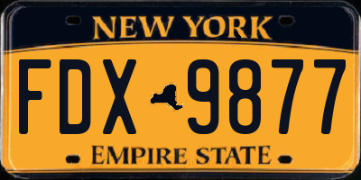 NY license plate FDX9877
