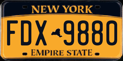 NY license plate FDX9880