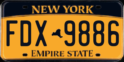NY license plate FDX9886
