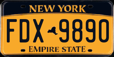 NY license plate FDX9890