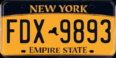 NY license plate FDX9893