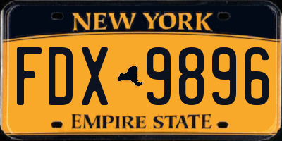 NY license plate FDX9896