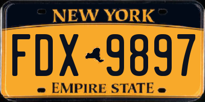 NY license plate FDX9897