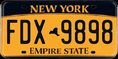 NY license plate FDX9898
