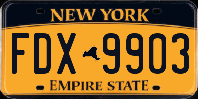 NY license plate FDX9903