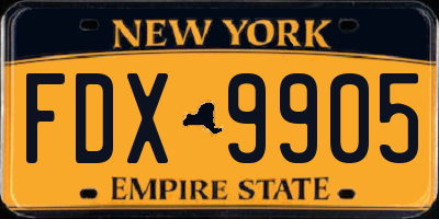NY license plate FDX9905