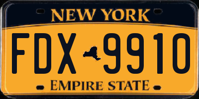 NY license plate FDX9910