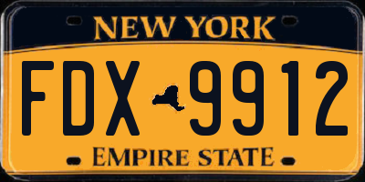 NY license plate FDX9912