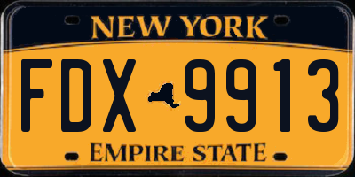 NY license plate FDX9913