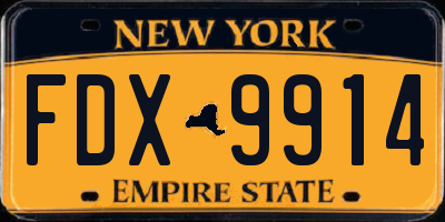 NY license plate FDX9914