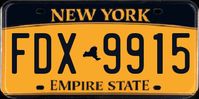 NY license plate FDX9915