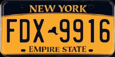 NY license plate FDX9916
