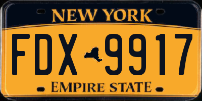 NY license plate FDX9917